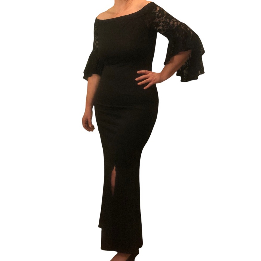 Vfshow Off Shoulder Bell Sleeve Formal Evening Wedding Party Maxi Dress Large